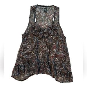 💜 Living Doll Los Angeles Top Sheer Sleeveless Tank Top Boho Relaxed Fit Purple